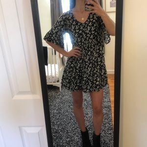 Black Printed Babydoll Dress